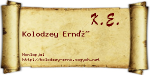 Kolodzey Ernő névjegykártya